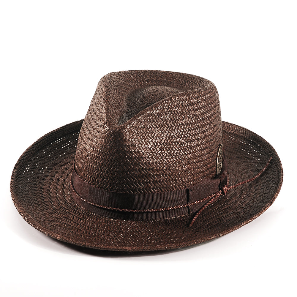 Geoffery Straw Fedora Hat – Toffee(Includes All The Accessories)