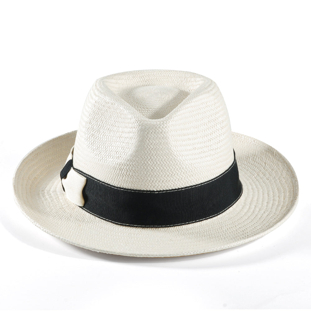 Geoffery Panama Straw Fedora Hat –White (Includes All The Accessories)