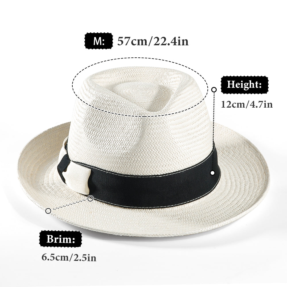 Geoffery Panama Straw Fedora Hat –White (Includes All The Accessories)