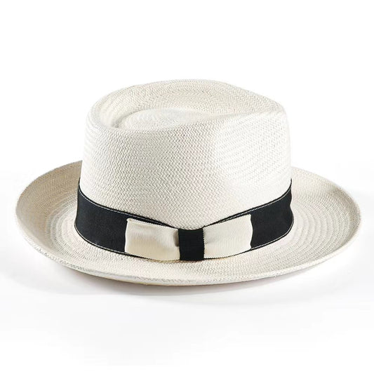 Geoffery Panama Straw Fedora Hat –White (Includes All The Accessories)