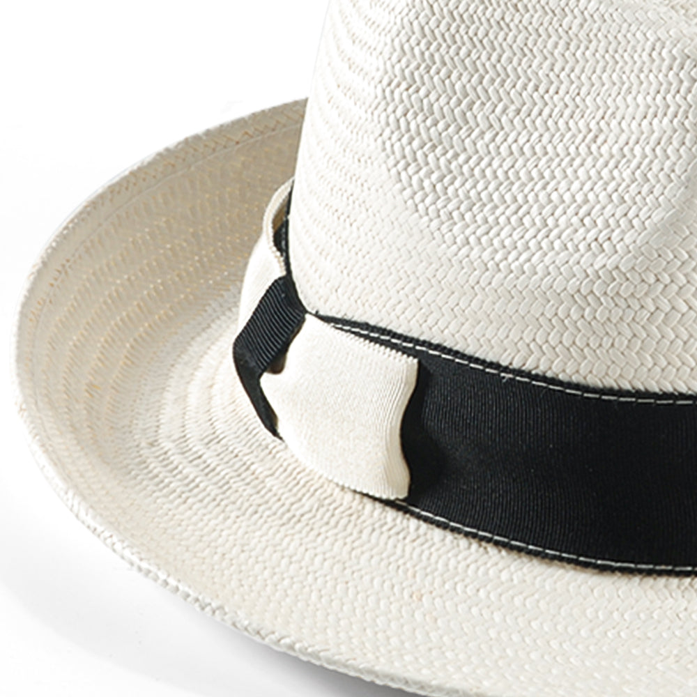 Geoffery Panama Straw Fedora Hat –White (Includes All The Accessories)