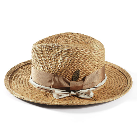 Geoffery Straw Fedora Hat – Khaki(Includes All The Accessories)