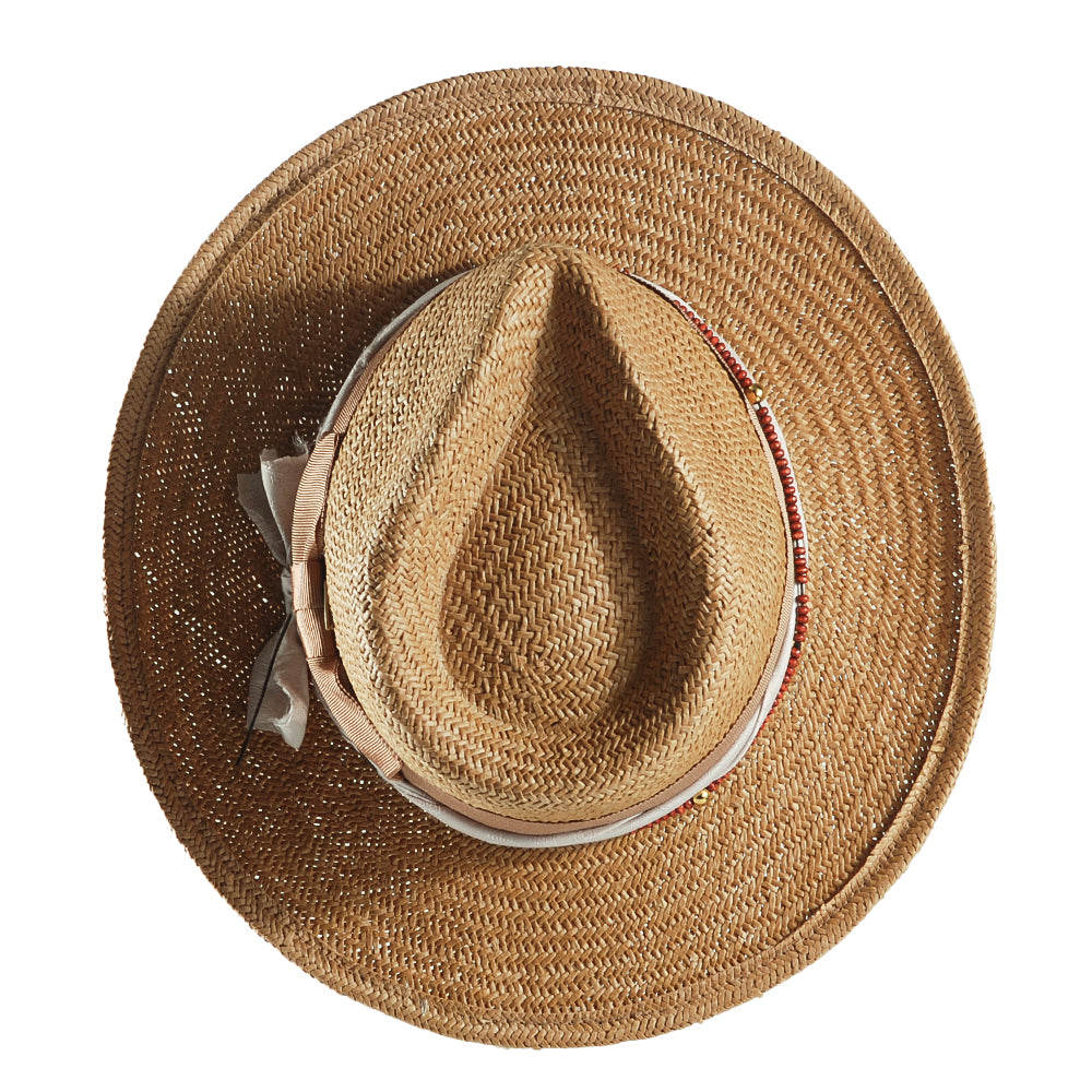 Geoffery Straw Fedora Hat – Khaki(Includes All The Accessories)