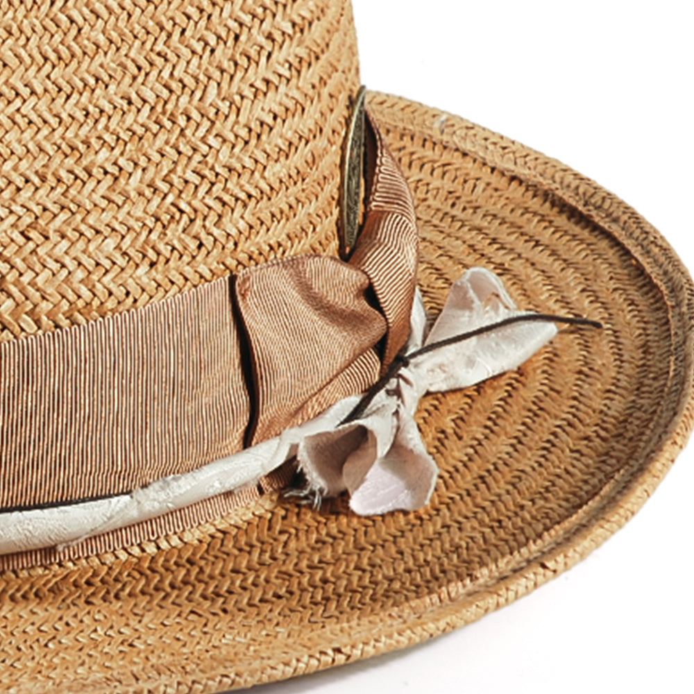 Geoffery Straw Fedora Hat – Khaki(Includes All The Accessories)