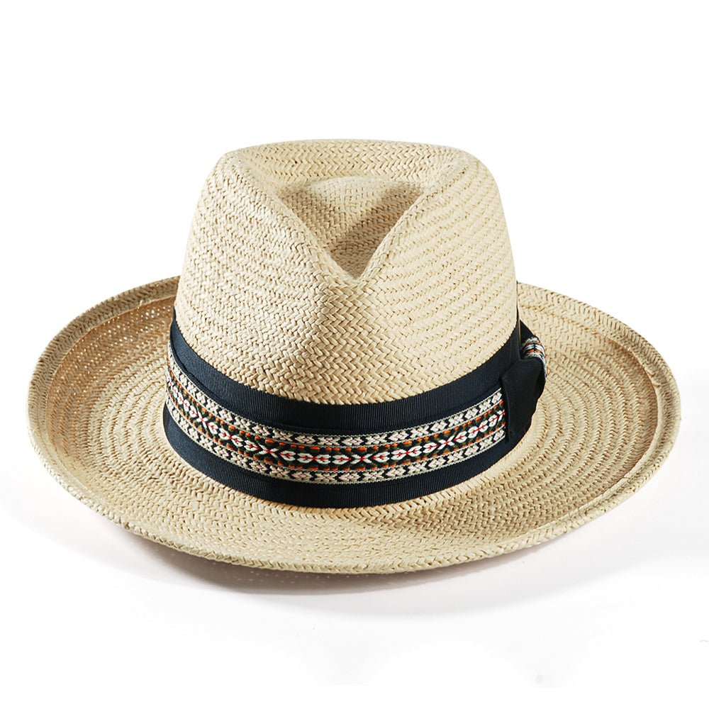 Geoffery Straw Fedora Hat – Khaki(Includes All The Accessories)