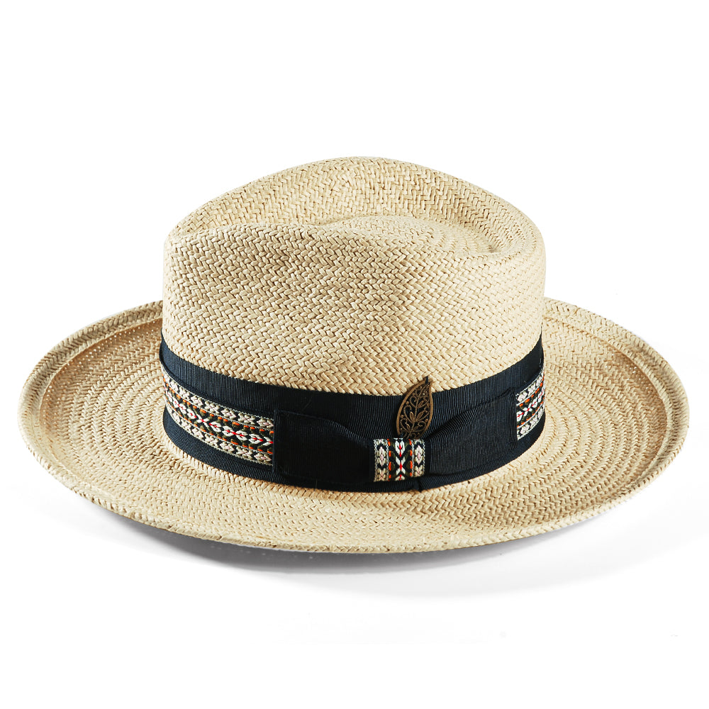 Geoffery Straw Fedora Hat – Khaki(Includes All The Accessories)