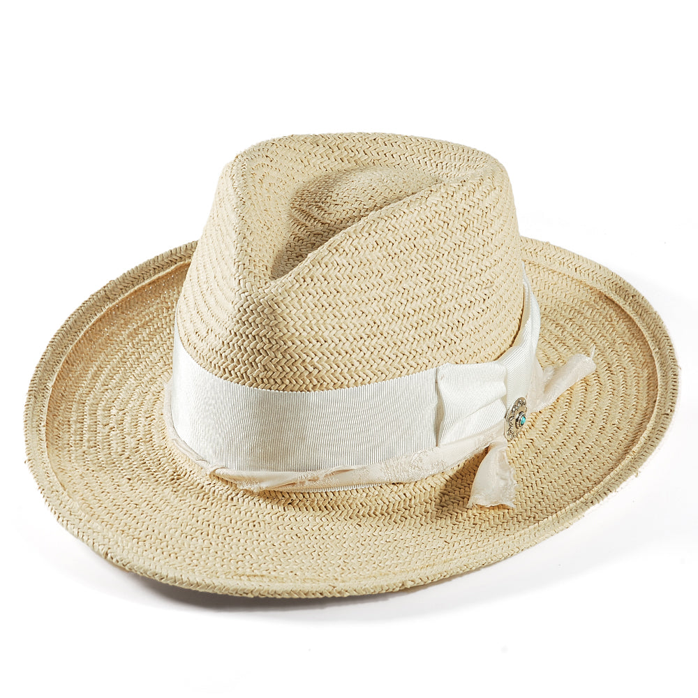 Geoffery Straw Fedora Hat – Beige (Includes All The Accessories)