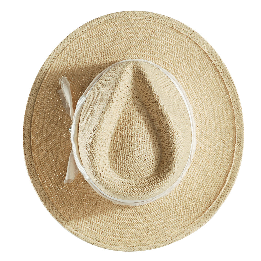 Geoffery Straw Fedora Hat – Beige (Includes All The Accessories)