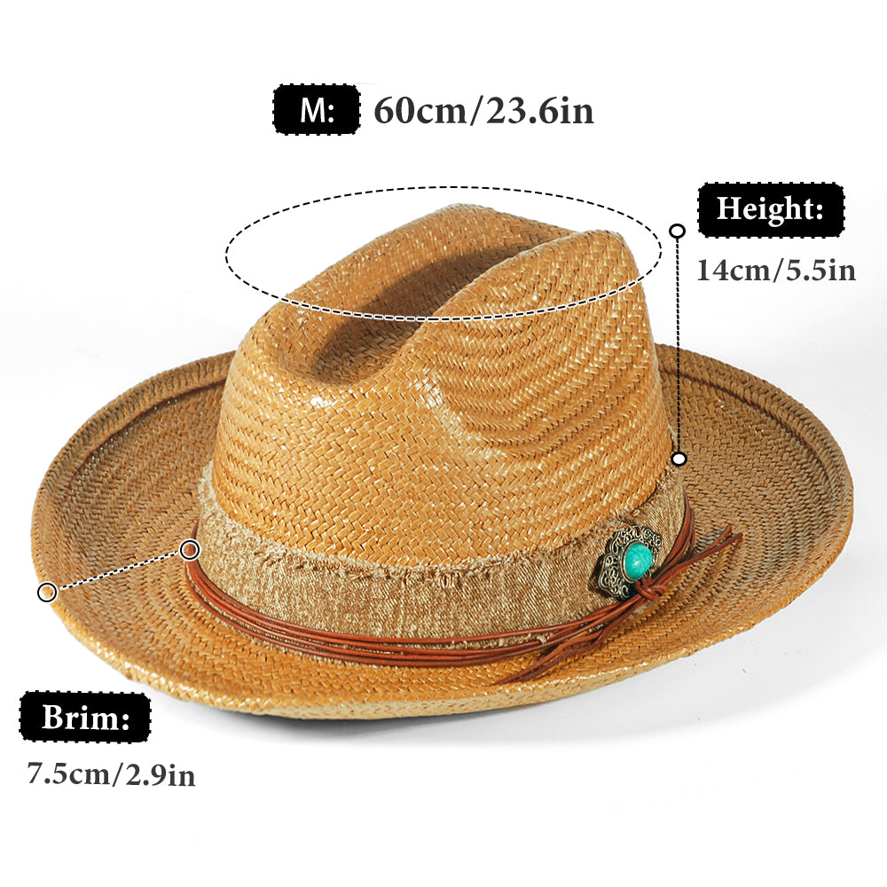 Miller Ranch Fedora Hat - Patriotic Straw–Khaki(Includes All The Accessories)