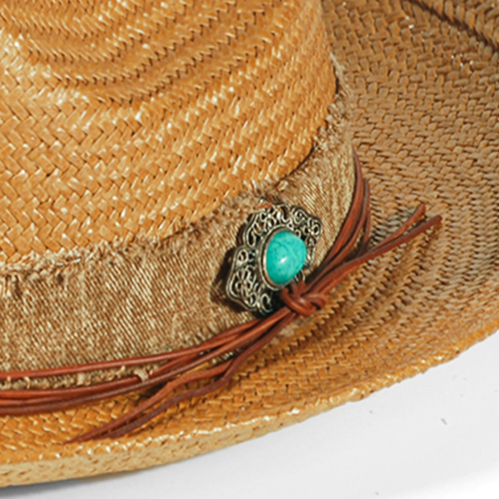 Miller Ranch Fedora Hat - Patriotic Straw–Khaki(Includes All The Accessories)