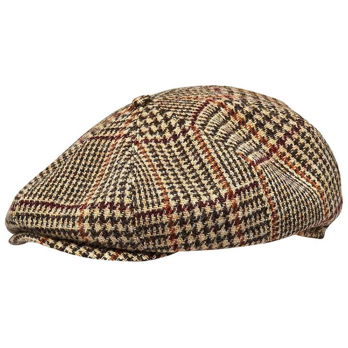 Peaky Blinders Scottish Harris Tweed 8 Panels Man Cap Wool Large Crown Beige