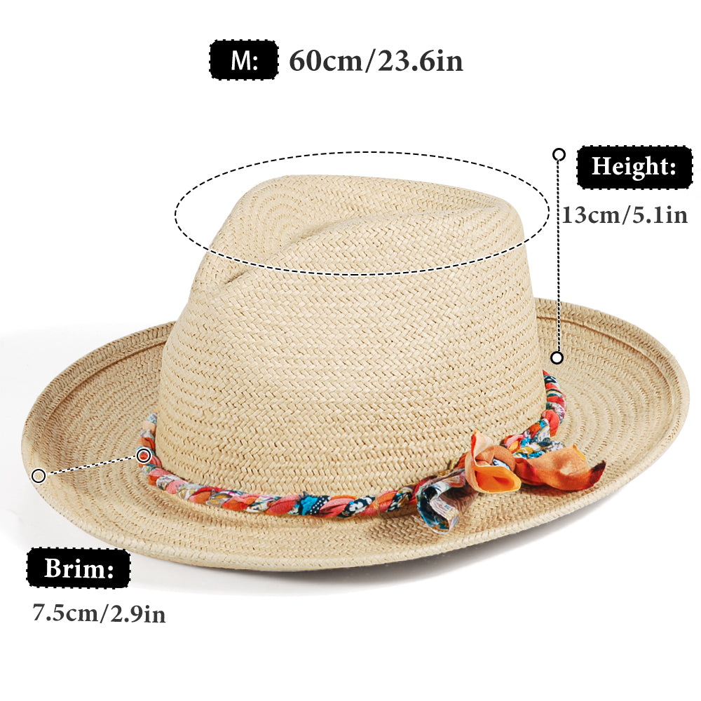 Geoffery Straw Fedora Hat – Beige (Includes All The Accessories)