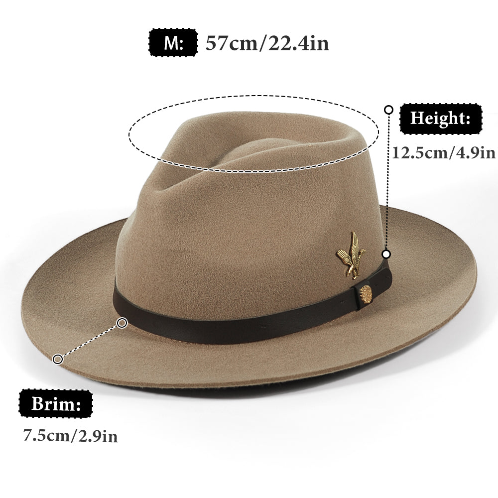 Fedora Felt Hat-Khaki