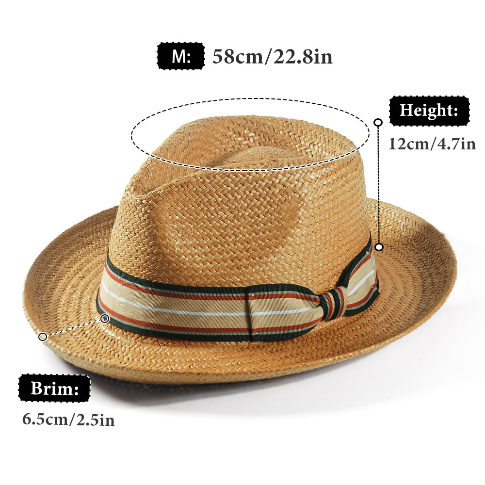 Geoffery Straw Fedora Hat –Khaki (Includes All The Accessories)