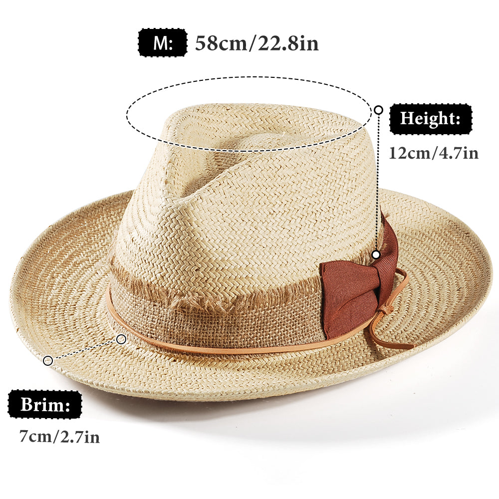 Geoffery Straw Fedora Hat – Beige (Includes All The Accessories)