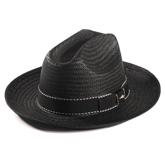 Fedora Straw Hat-Black