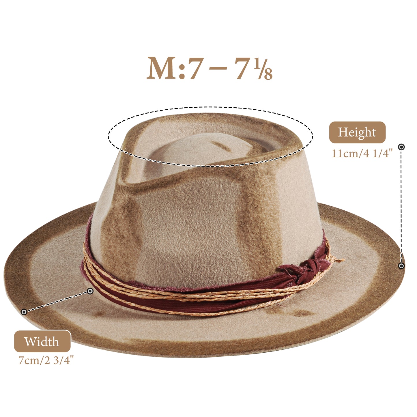 Western Fodora Felt Hat-Brown (Includes All The Accessories)