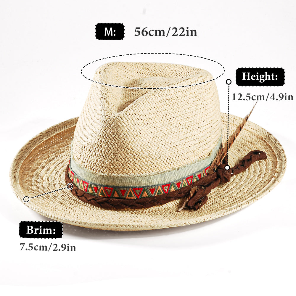 Geoffery Straw Fedora Hat – Beige (Includes All The Accessories)