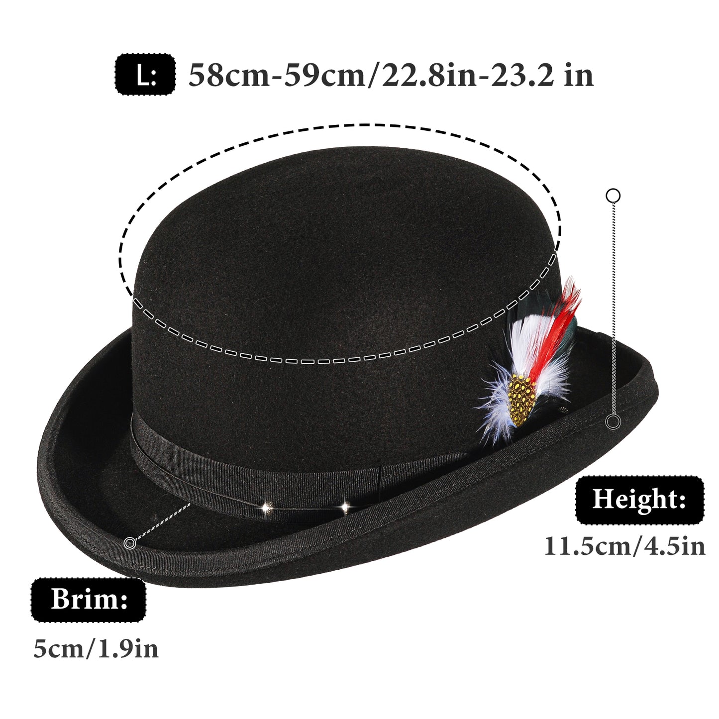 Bowler Hat-White (Includes All The Accessories)