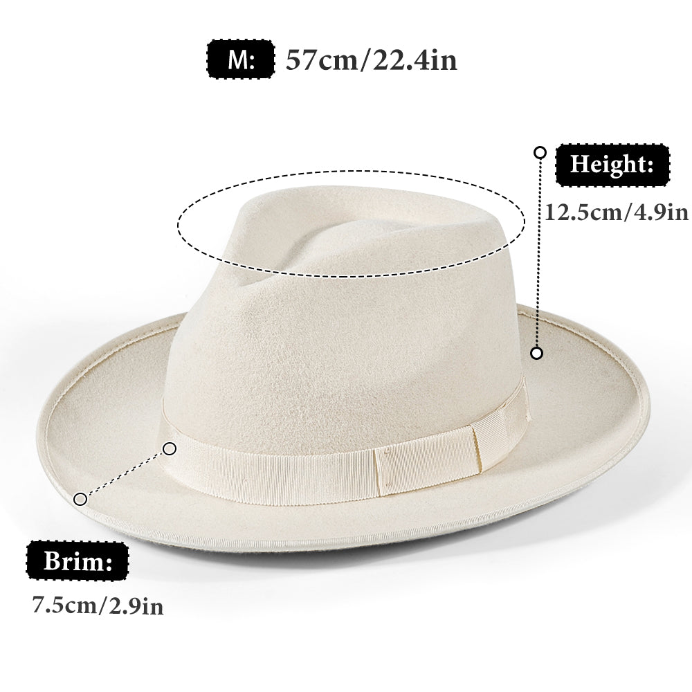 Fedora Felt Hat-White