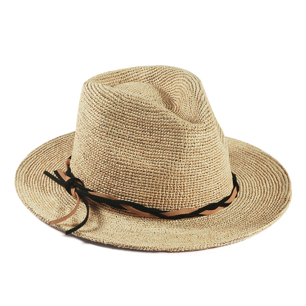 Can be rolls up for packing-Goorin Raffia Haze Fedora