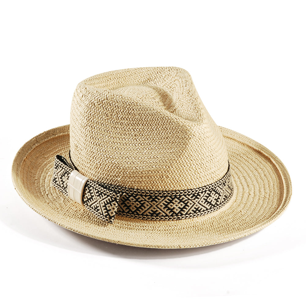 Geoffery Straw Fedora Hat – Beige (Includes All The Accessories)