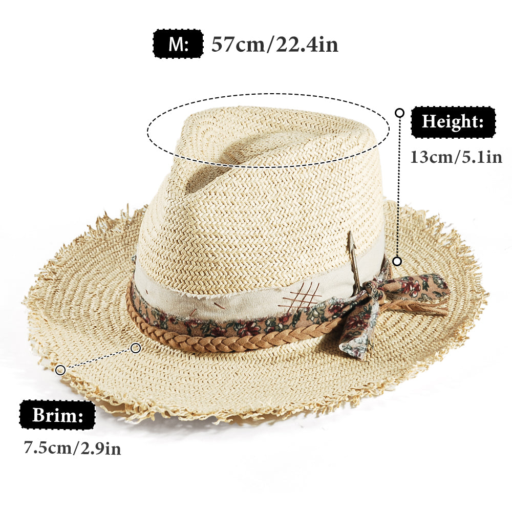 Geoffery Straw Fedora Hat –Beige (Includes All The Accessories)