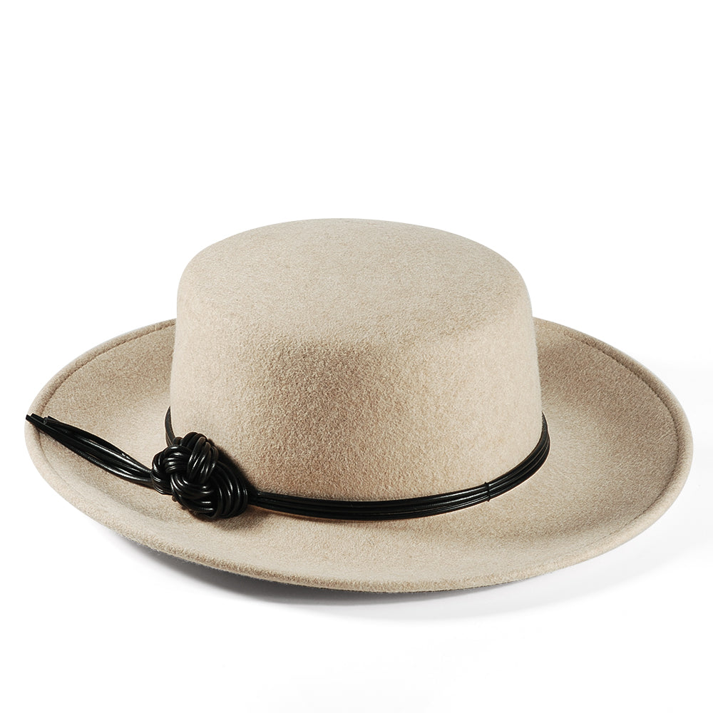 Rounded Felt Hat-Beige