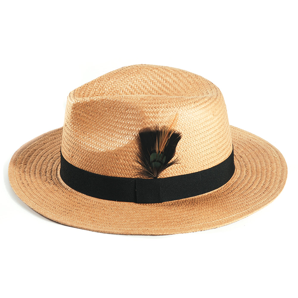 Handcrafted Panama Feather Straw Hat-Yellow