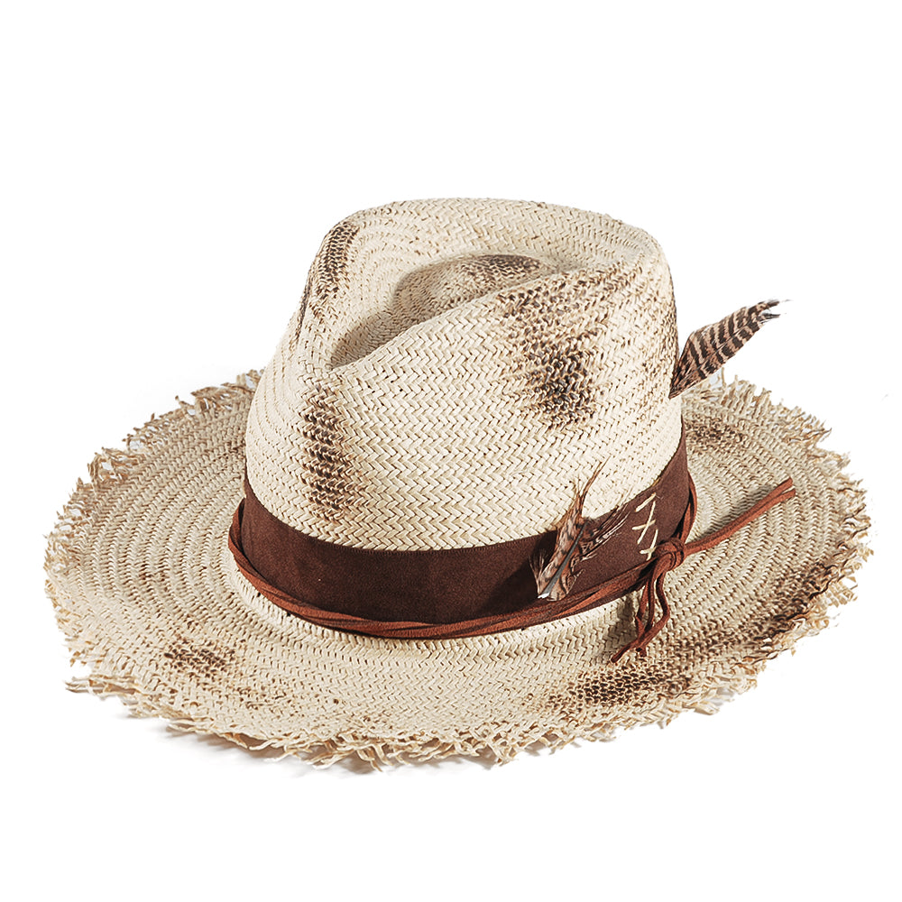 Geoffery Straw Fedora Hat –Beige (Includes All The Accessories)