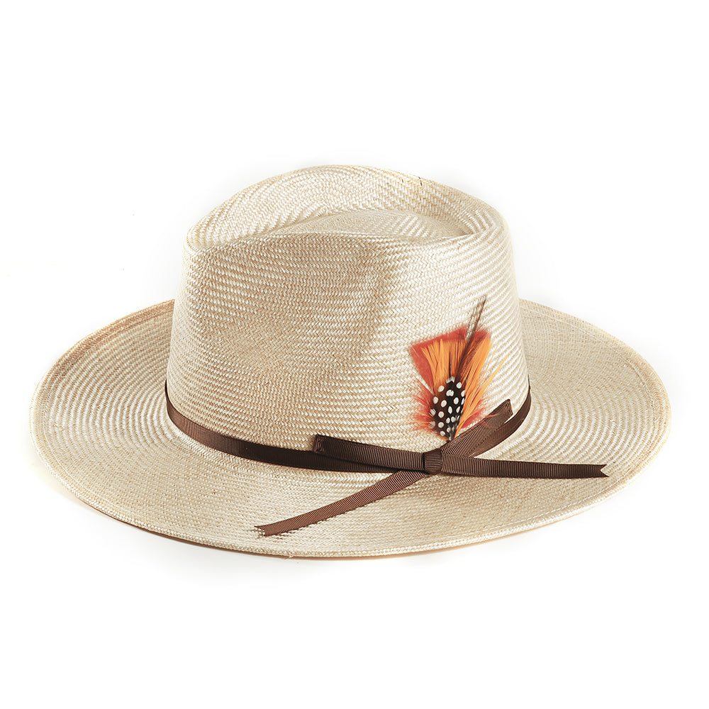 Handcrafted Panama Feather Straw Hat-Beige