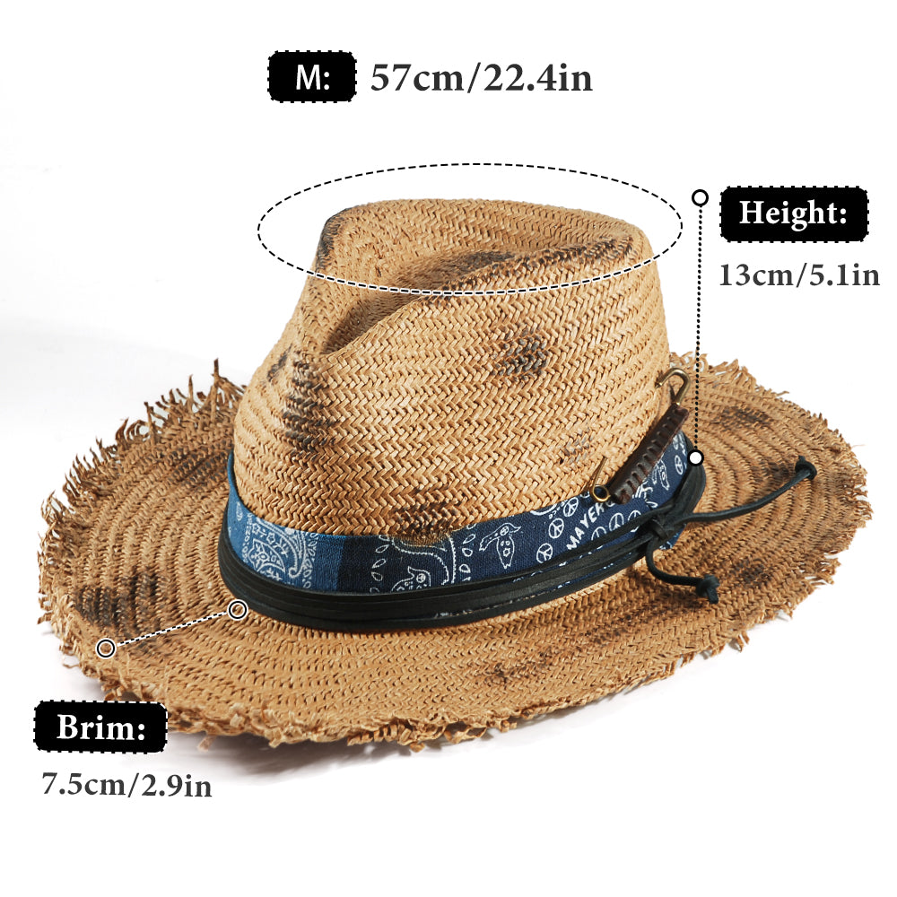 Geoffery Straw Fedora Hat – Khaki (Includes All The Accessories)