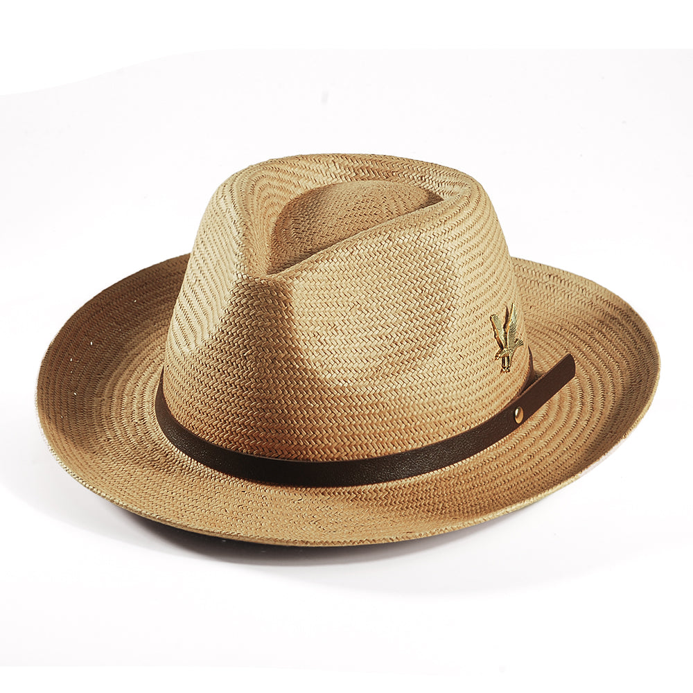 Geoffery Straw Fedora Hat –Khaki (Includes All The Accessories)