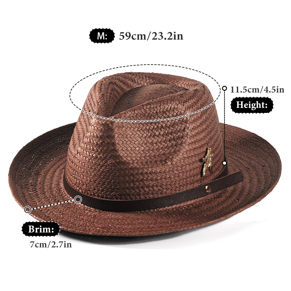 Fedora Straw Hat-Brown