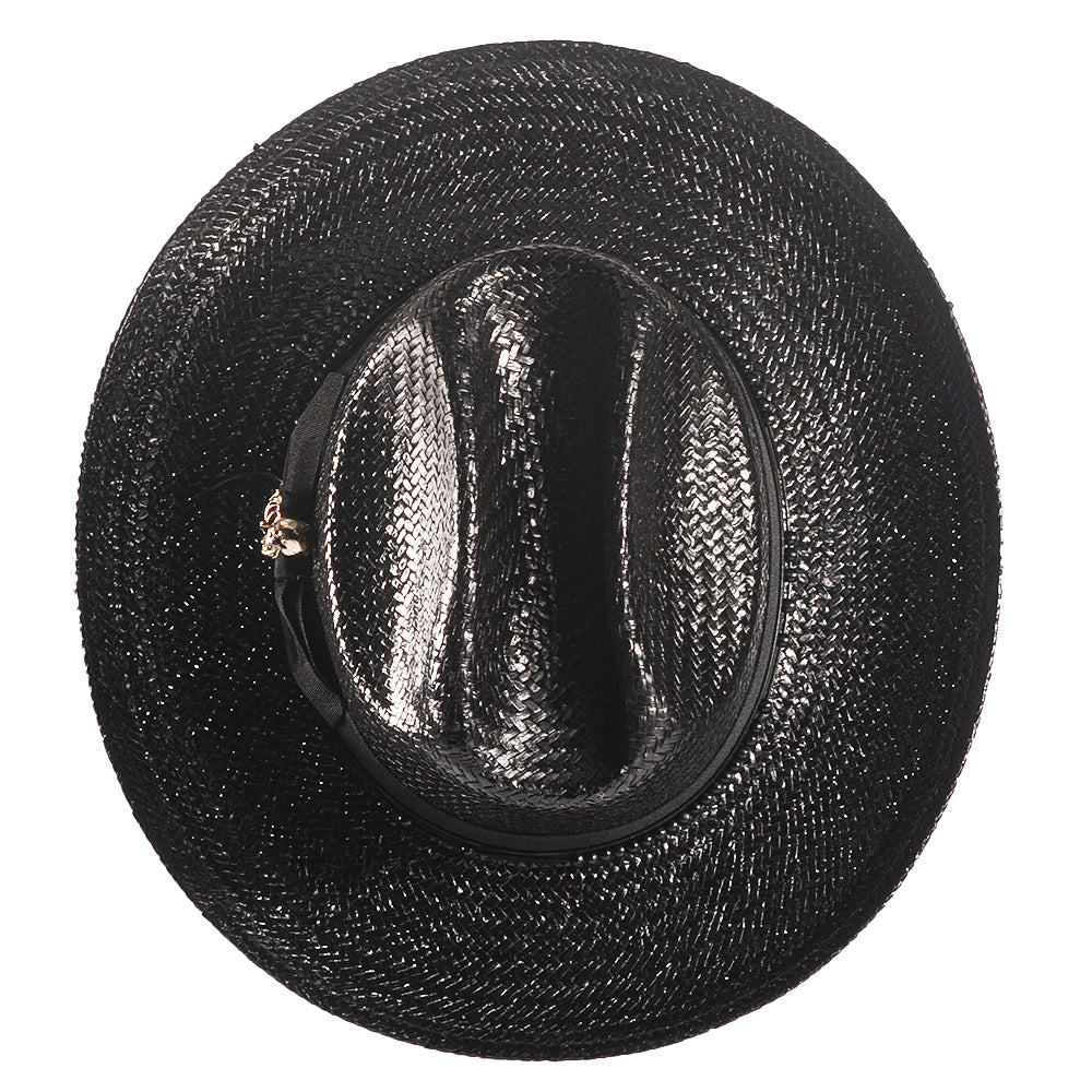 Miller Ranch Skeleton Straw Fedora Hat - Ebony(Includes All The Accessories)