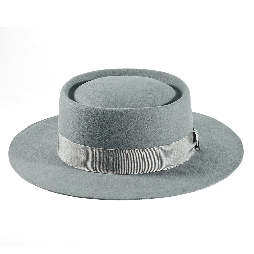 Rounded Felt Hat-Gray