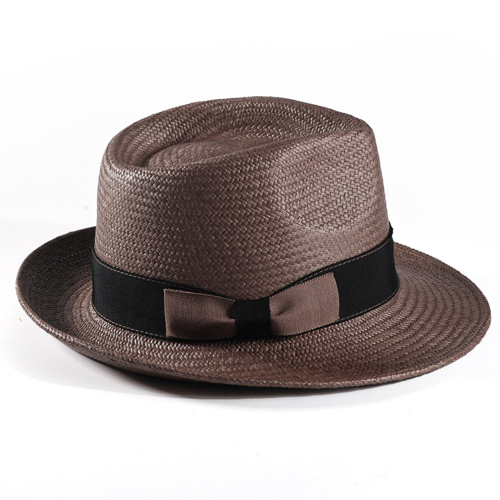 Geoffery Panama Straw Fedora Hat –Coffee (Includes All The Accessories)