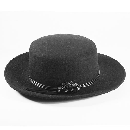 Rounded Felt Hat-Black