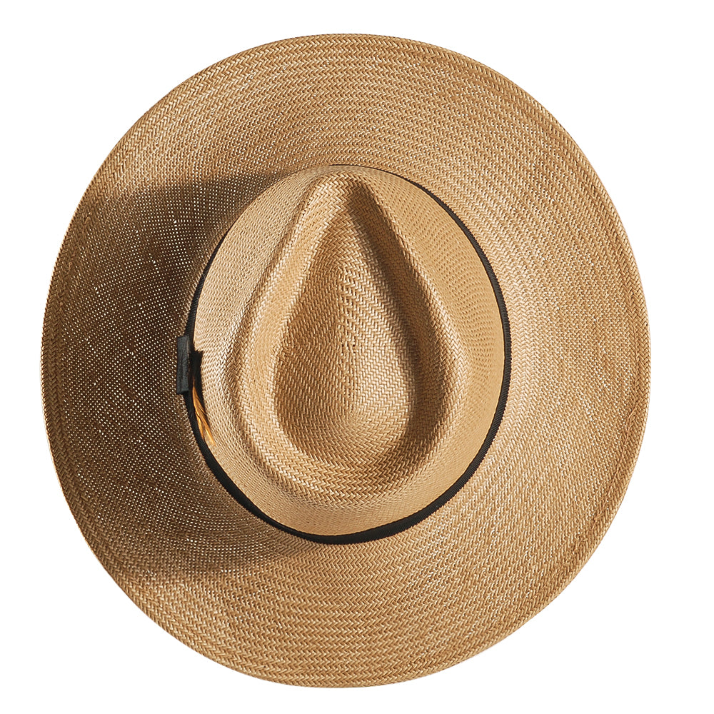 Handcrafted Panama Feather Straw Hat-Khaki