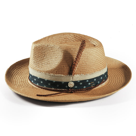 Geoffery Straw Fedora Hat – khaki (Includes All The Accessories)