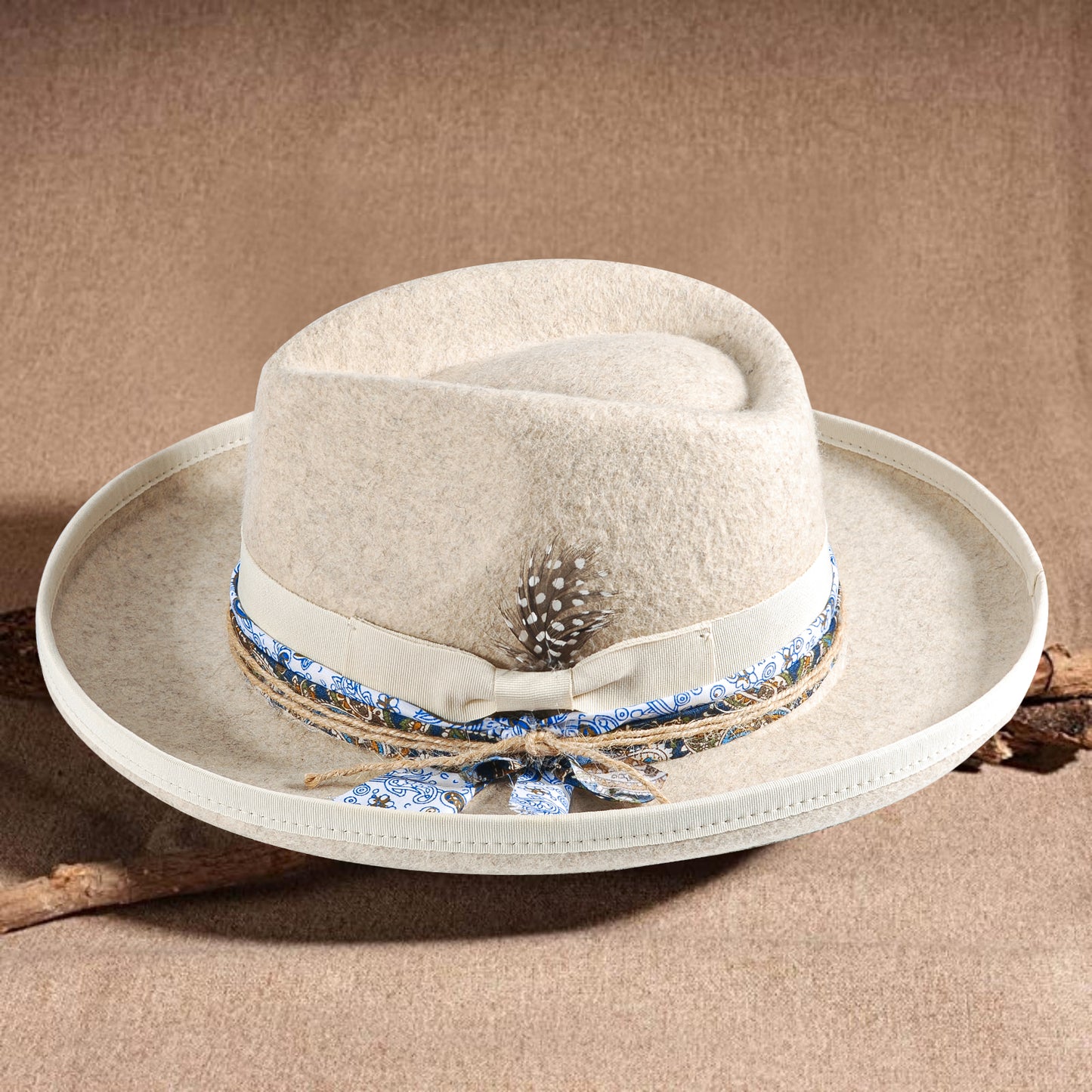 Western Fodora Felt Hat (Includes All The Accessories)