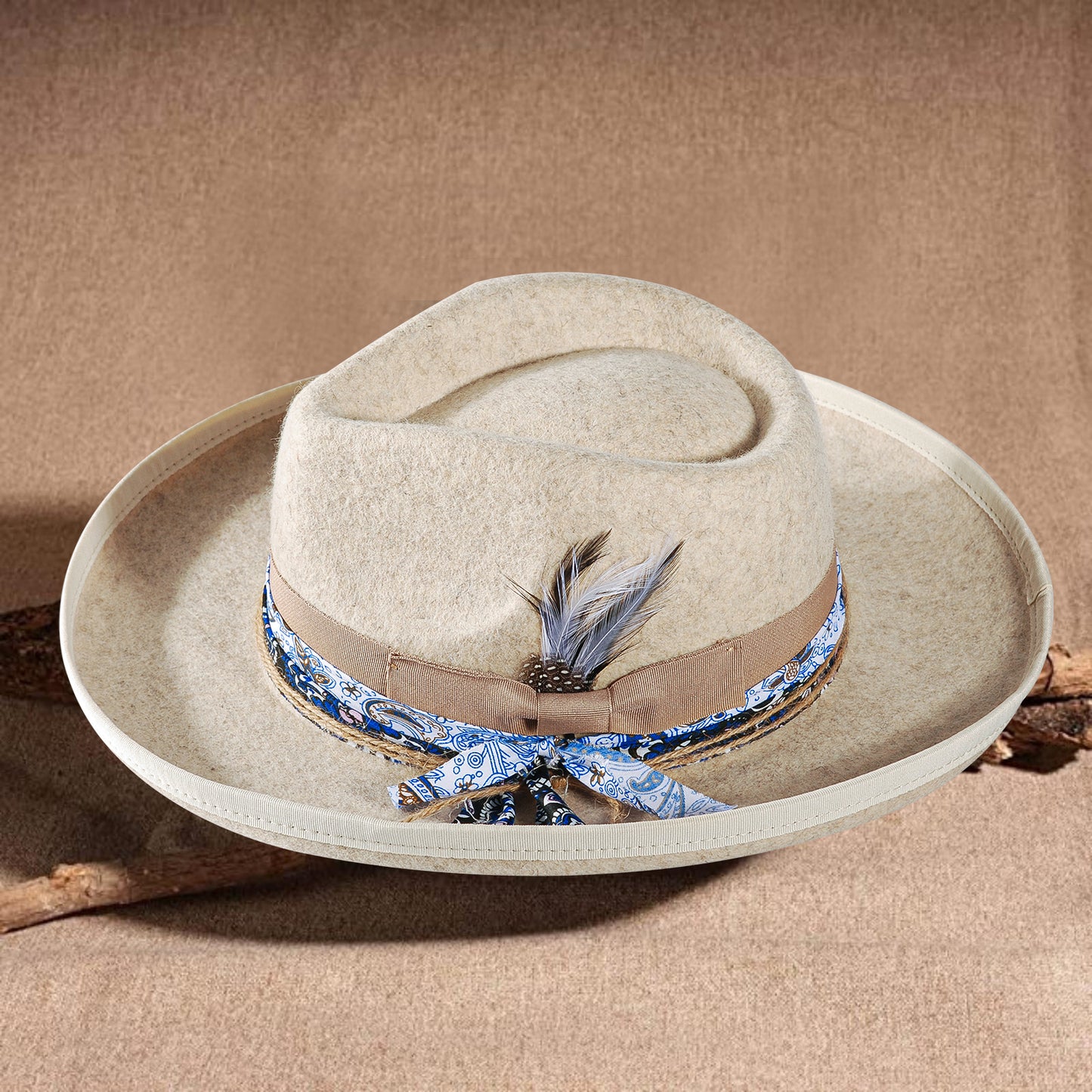 Western Fodora Felt Hat (Includes All The Accessories)