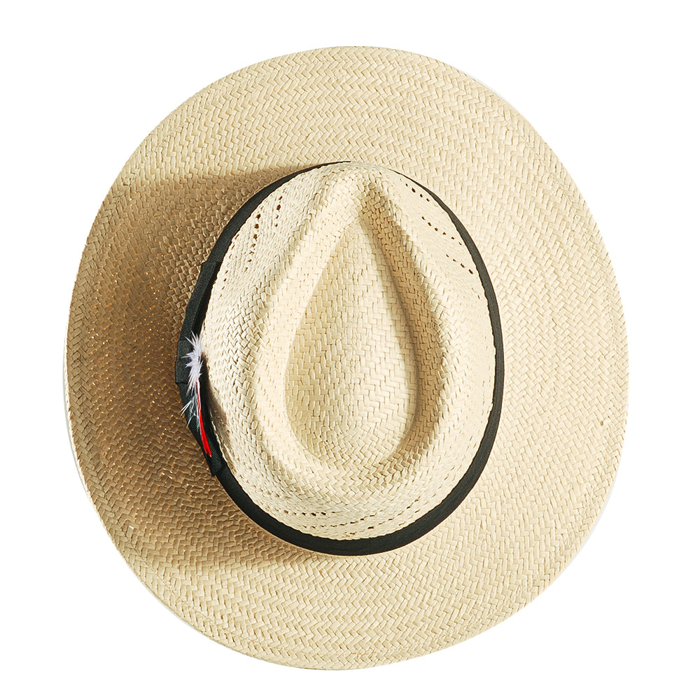 Handcrafted Feather Straw Hat-Beige