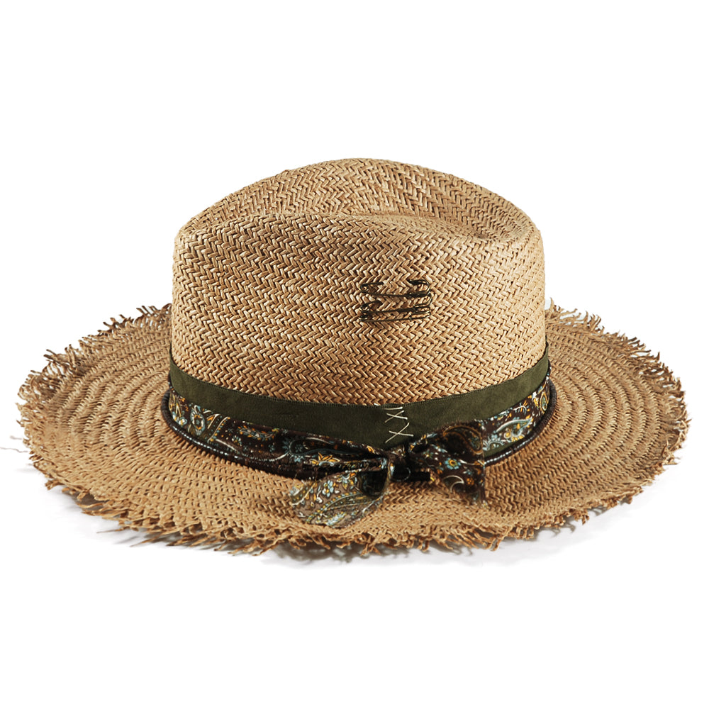 Geoffery Straw Fedora Hat –Khaki (Includes All The Accessories)