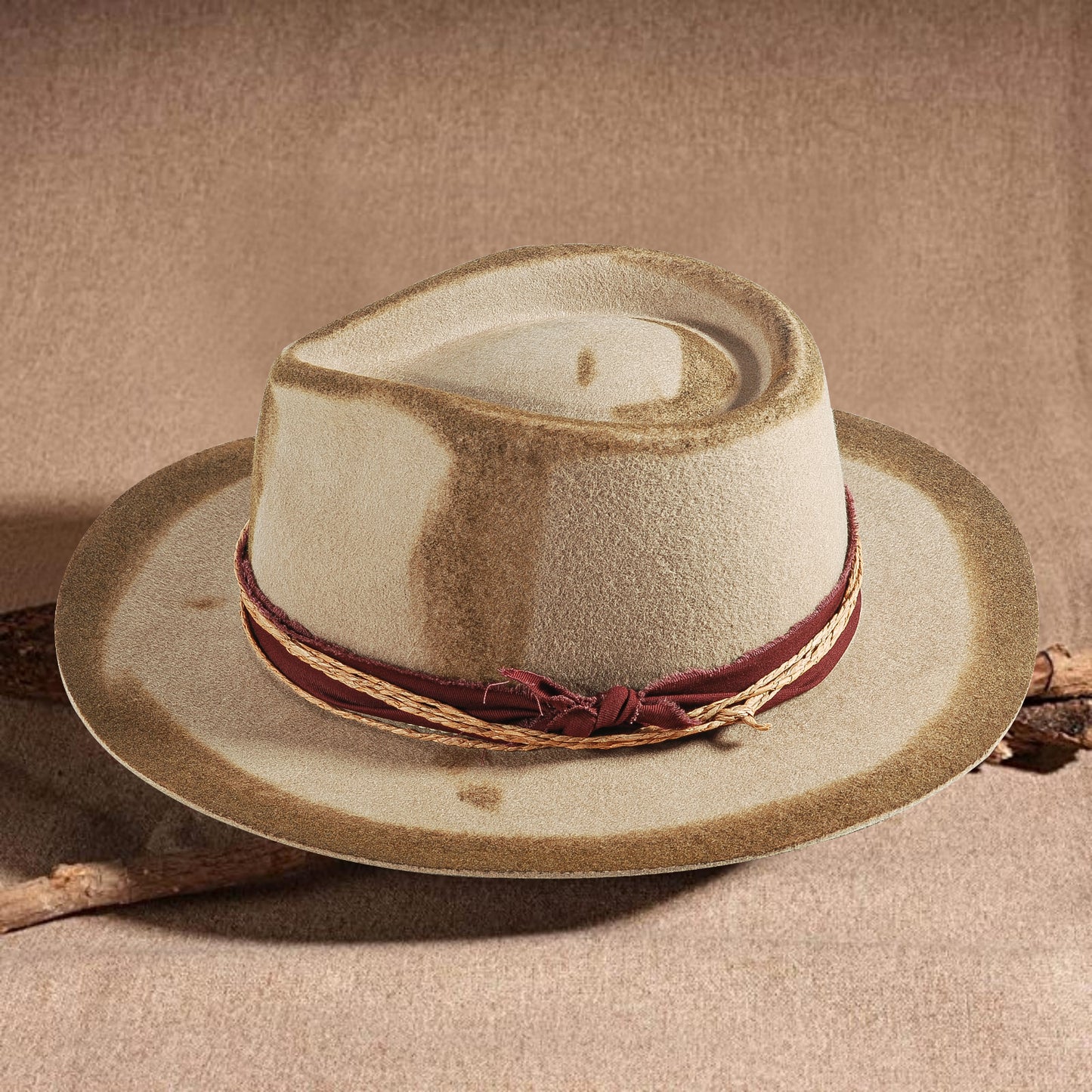 Western Fodora Felt Hat-Brown (Includes All The Accessories)