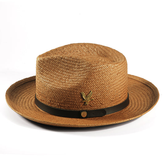 Geoffery Straw Fedora Hat – Khaki(Includes All The Accessories)