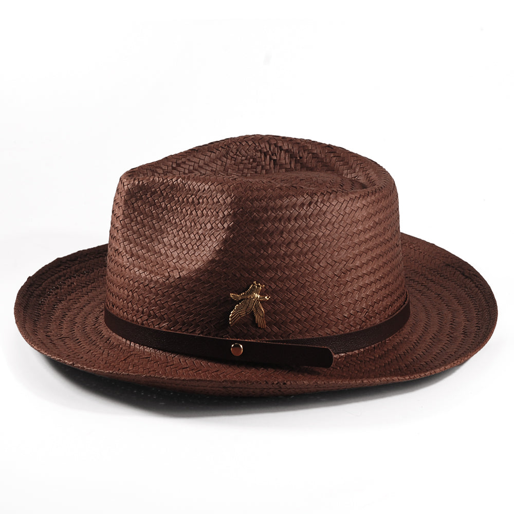 Fedora Straw Hat-Brown