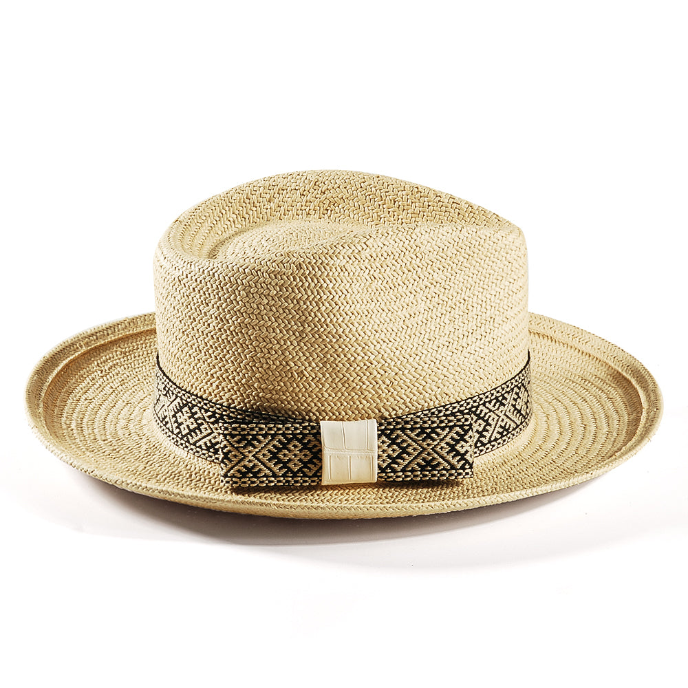 Geoffery Straw Fedora Hat – Beige (Includes All The Accessories)