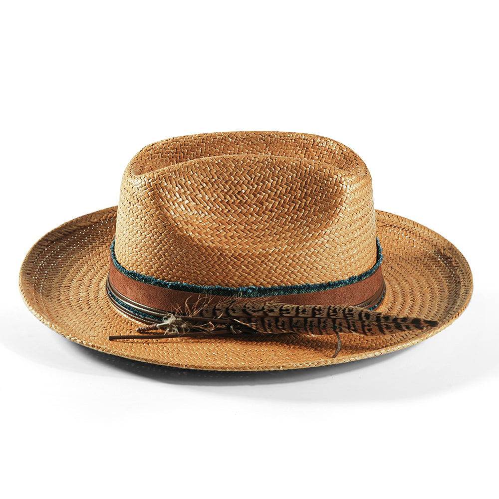 Miller Ranch Fedora Hat - Patriotic Straw–Khaki(Includes All The Accessories)