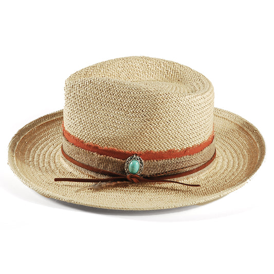 Geoffery Straw Fedora Hat – Beige (Includes All The Accessories)